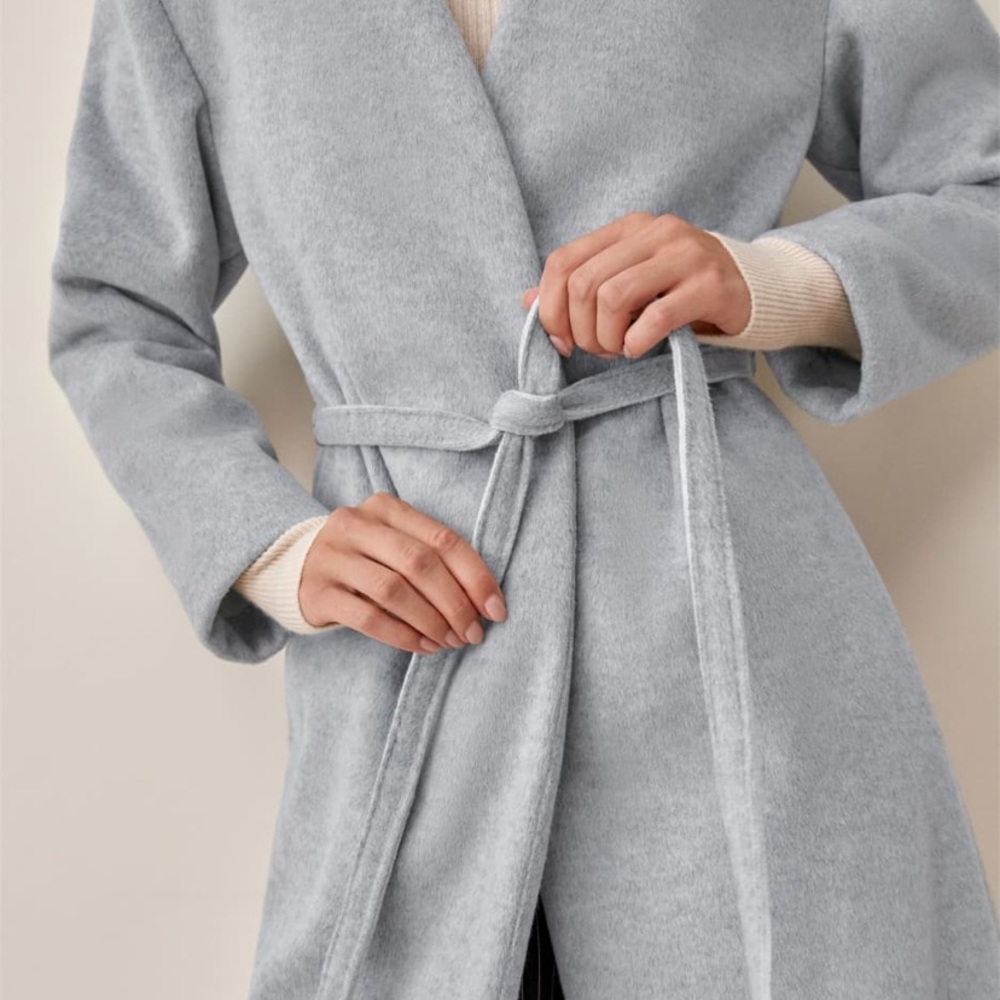 Reformation Front Tie Coat in Grey Size XS NWT - Picture 2 of 5